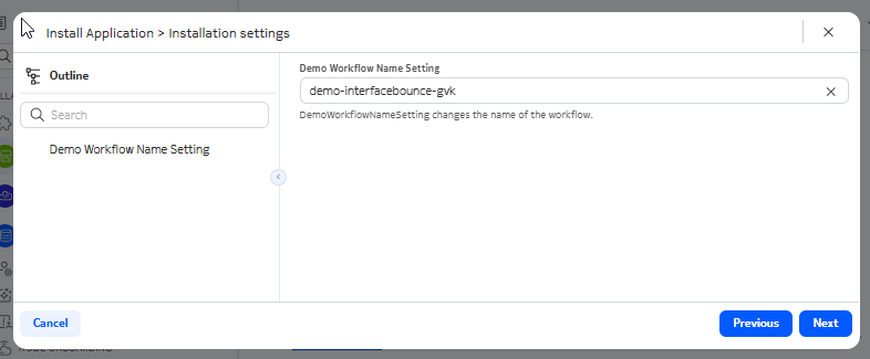Installation settings page Installation settings page